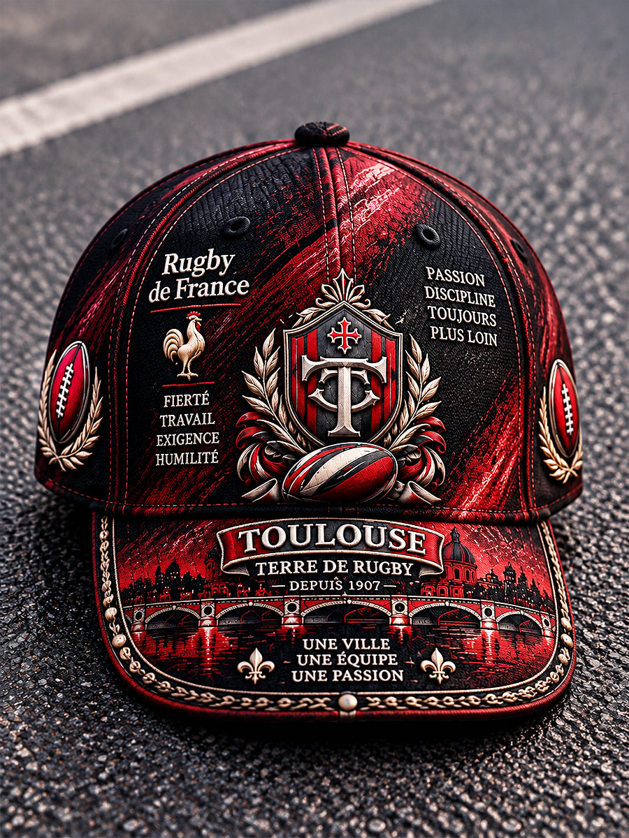 Chapeau Décontracté à Imprimé Rugby de Toulouse Française