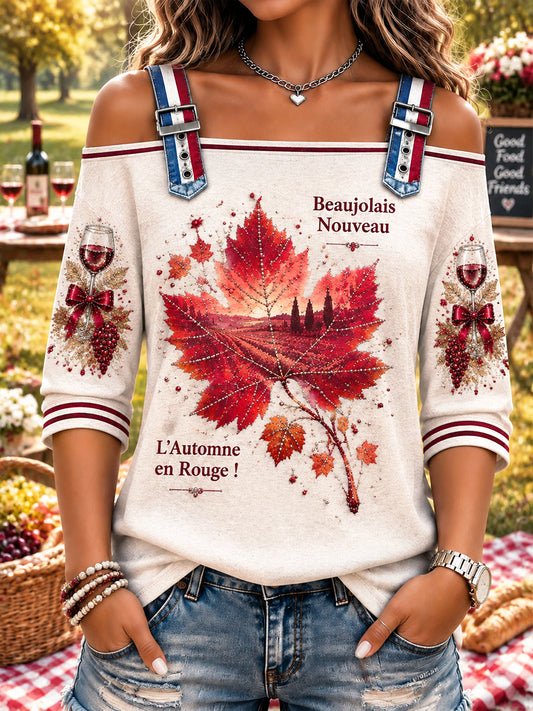 Femmes Français Beaujolais Nouveaux Imprimer Casual Halter-Neck Top