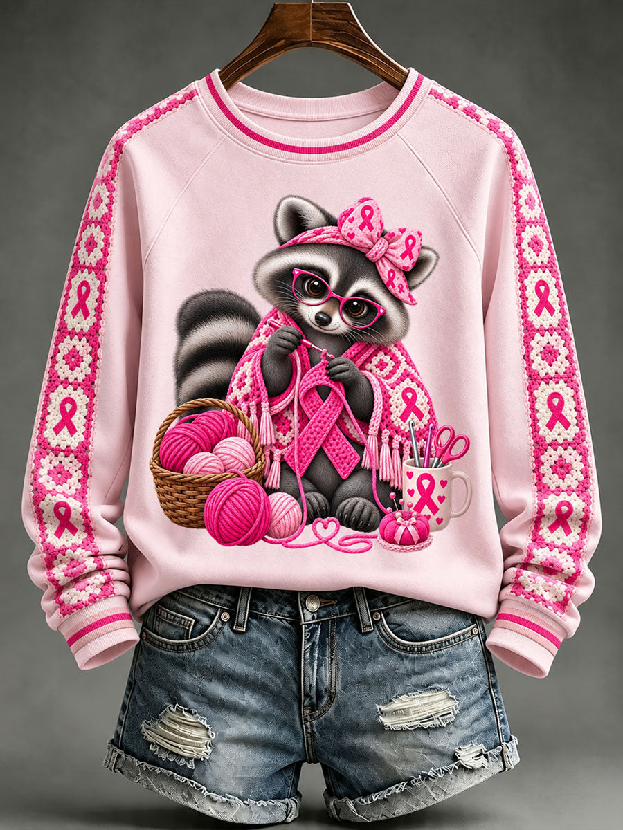 Women's Breast Cancer Awareness Raccoon Sweatshirt