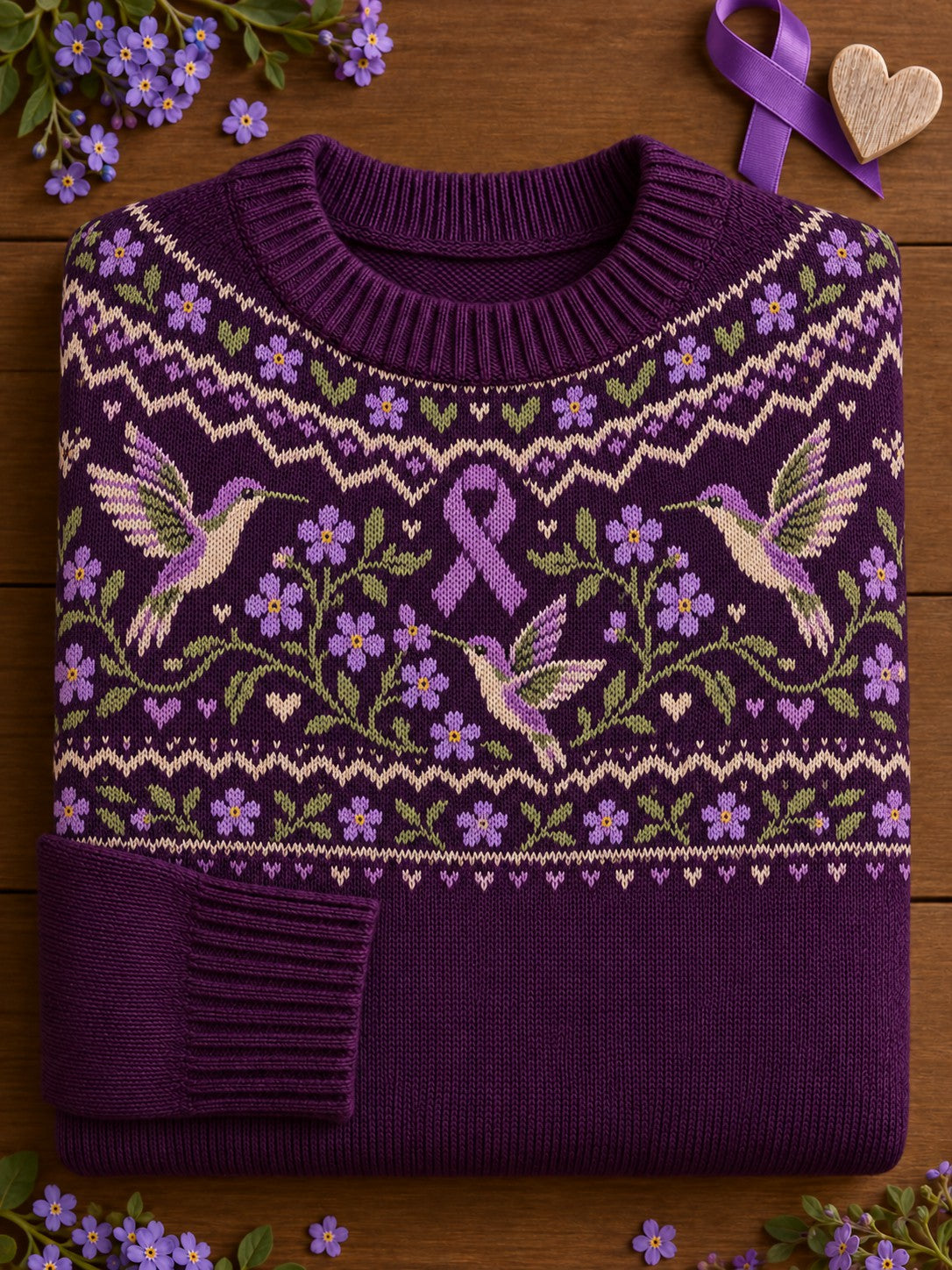 Pull pour femmes à imprimé floral sur le thème de la maladie d’Alzheimer