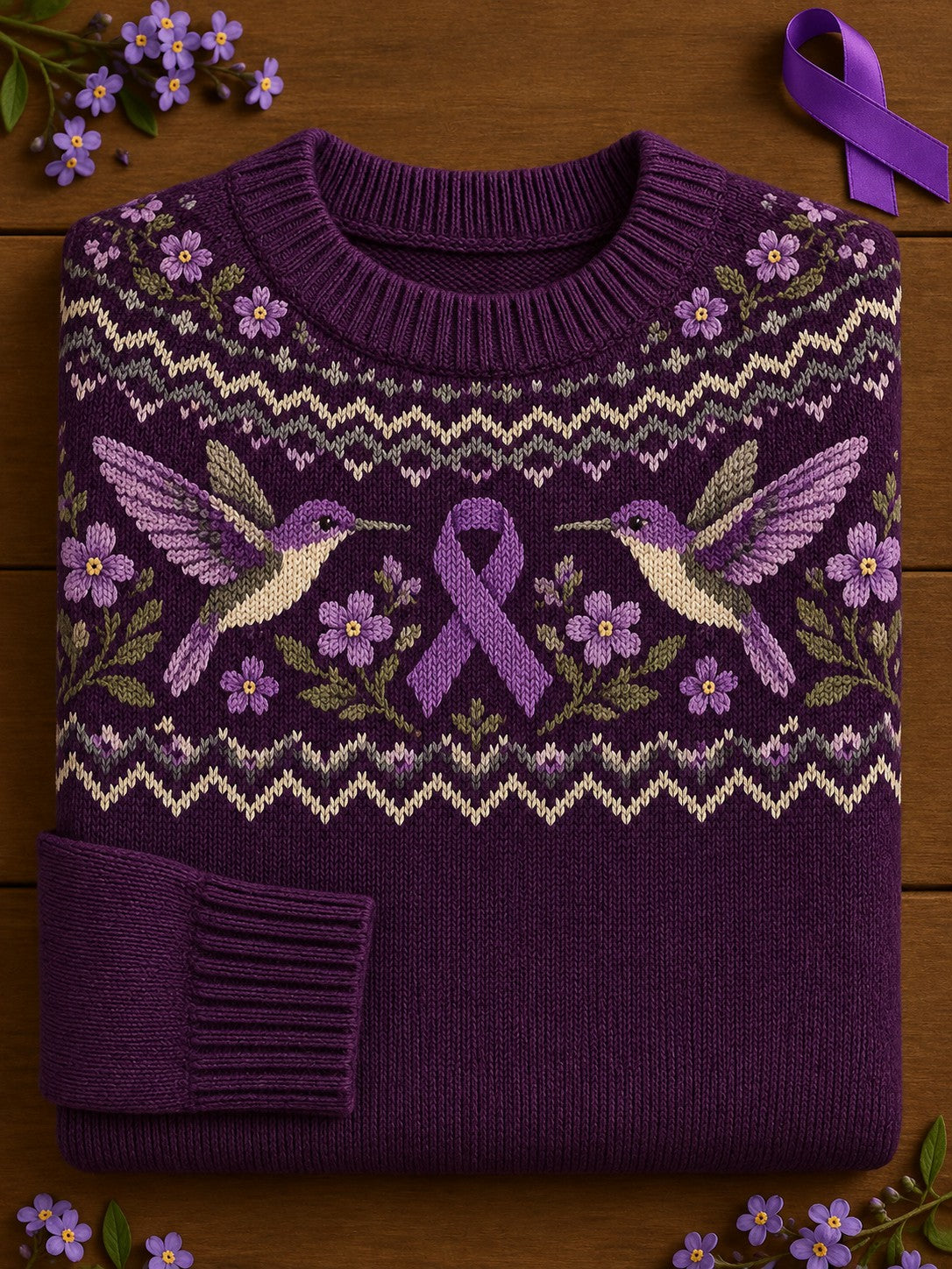 Pull pour femmes à imprimé floral sur le thème de la maladie d’Alzheimer