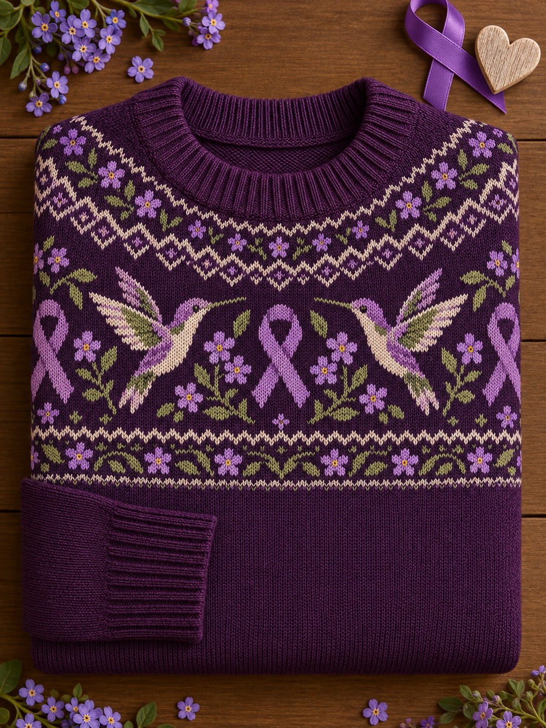 Pull pour femmes à imprimé floral sur le thème de la maladie d’Alzheimer