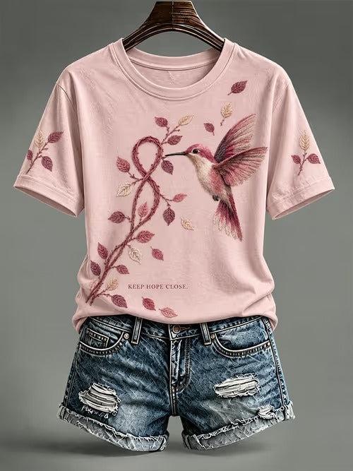 T-shirt à manches courtes pour le cancer du sein chez la femme