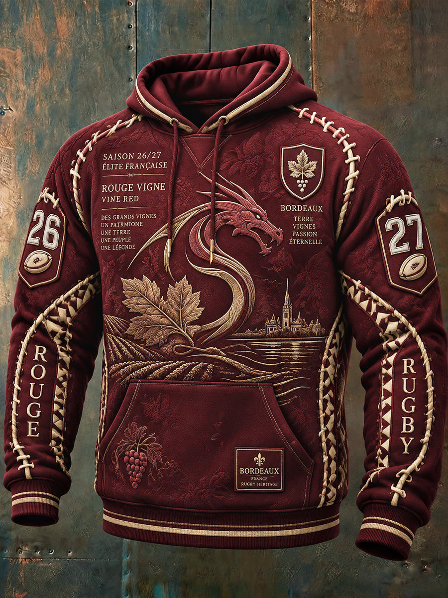Sweat à Capuche Décontracté Homme French Rugby Bordeaux-Bègles