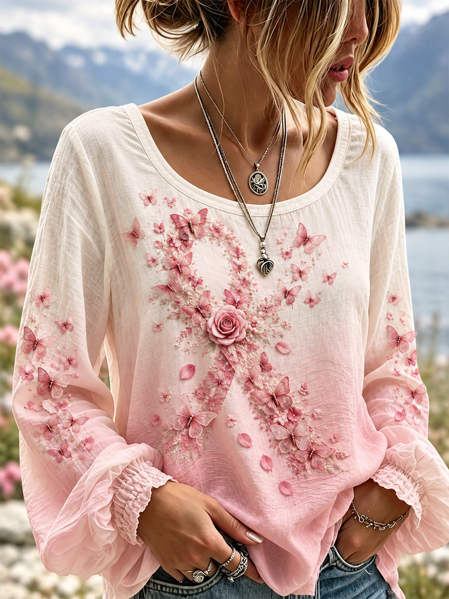 Chemise Femme Lutte Contre Le Cancer Du Sein Coton-Lin