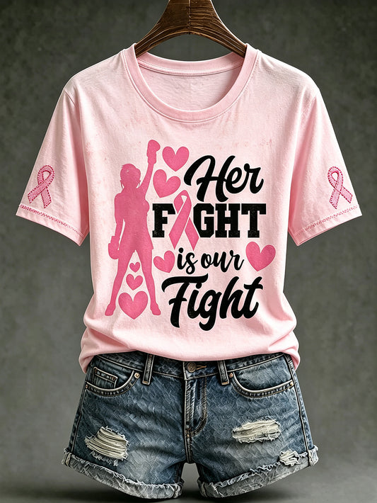 T-shirt décontracté à manches courtes pour femme, imprimé d’un motif sur le thème de la prévention des maladies