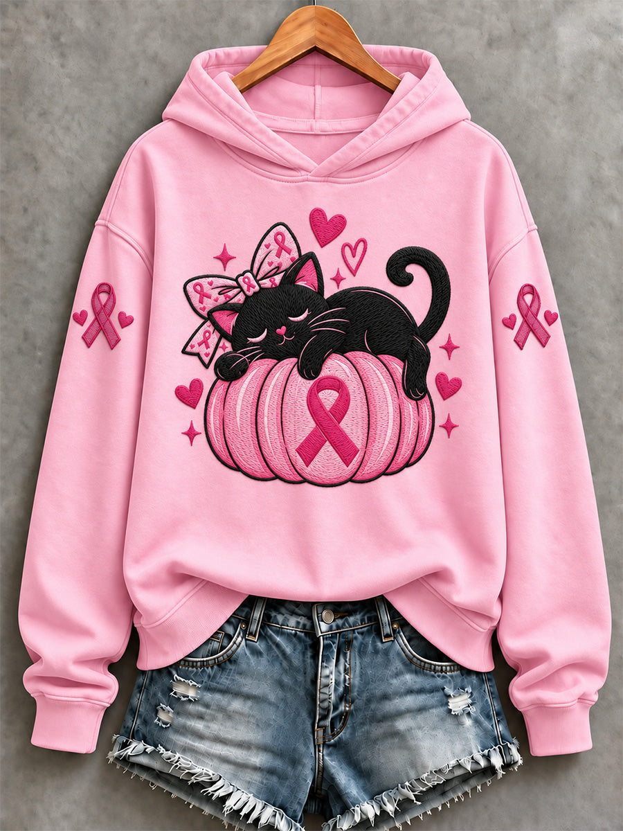 Sweat-shirt imprimé de soutien à la sensibilisation au cancer du sein chez les femmes