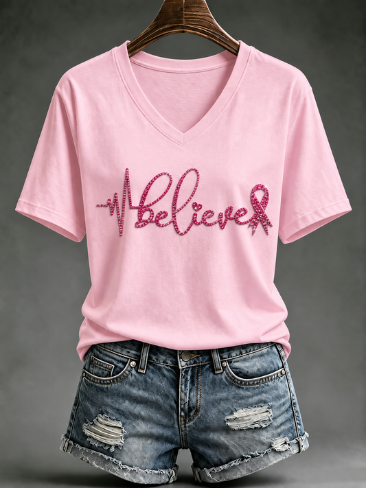 T-shirt à manches courtes pour le cancer du sein chez la femme