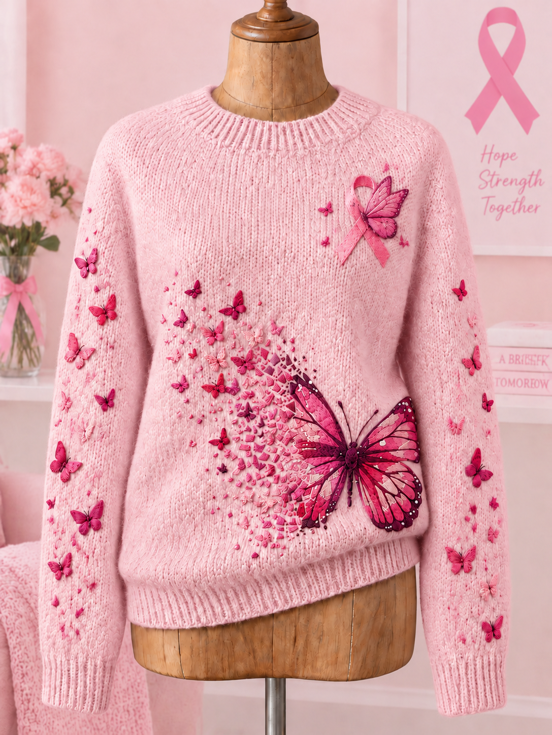 Pull à manches longues pour femmes contre le cancer du sein