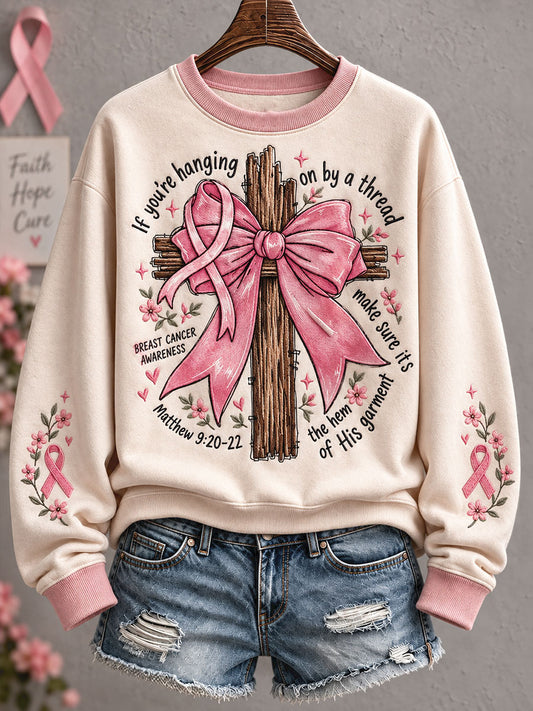 Sweat-shirt imprimé floral rose pour la sensibilisation au cancer du sein chez les femmes