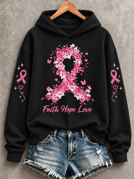 Sweat-shirt imprimé de soutien à la sensibilisation au cancer du sein chez les femmes