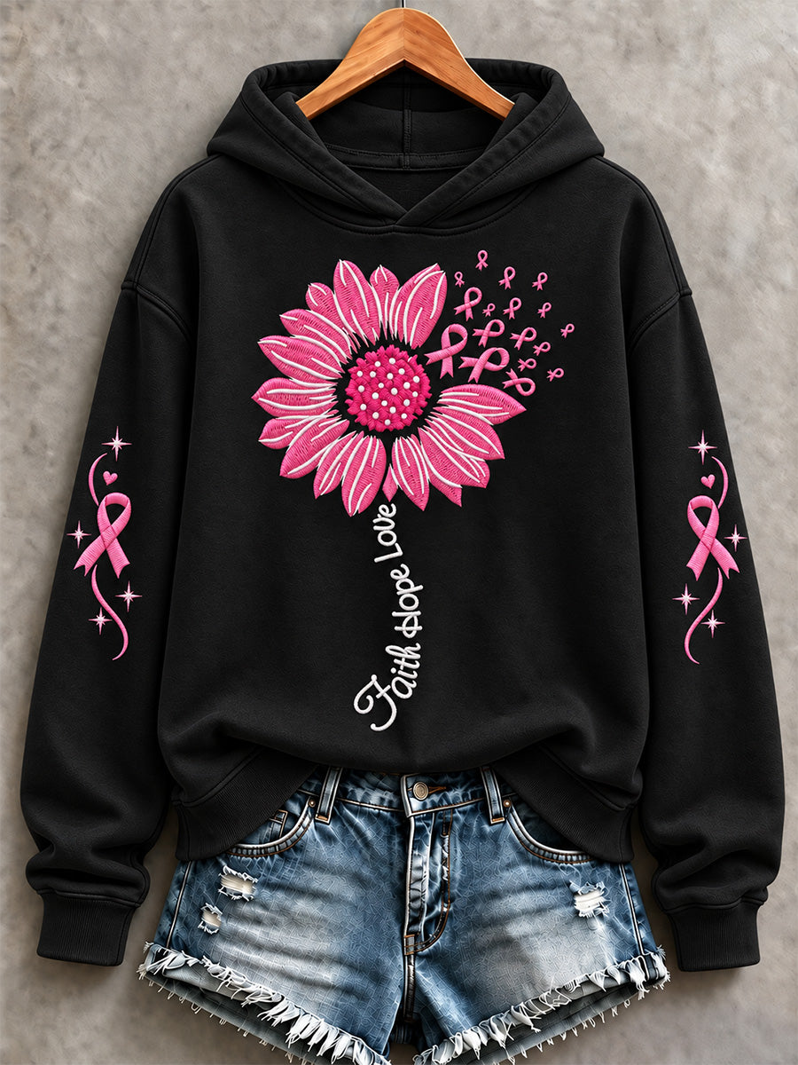 Sweat-shirt imprimé de soutien à la sensibilisation au cancer du sein chez les femmes