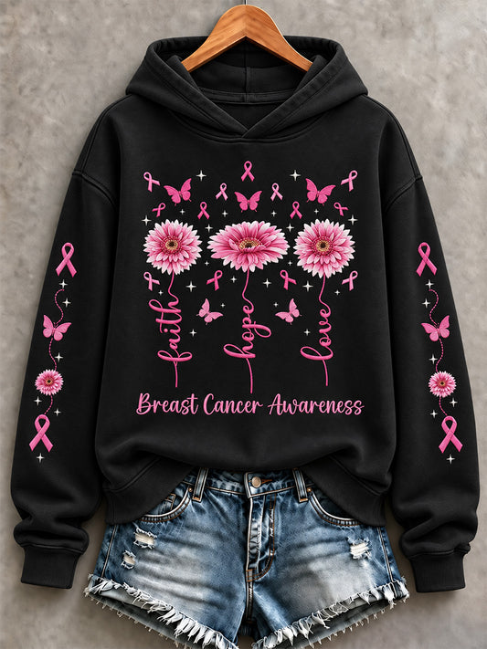 Sweat-shirt imprimé de soutien à la sensibilisation au cancer du sein chez les femmes