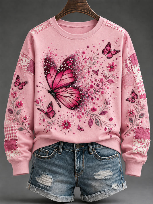 Sweat-shirt imprimé sur le thème du cancer du sein chez la femme