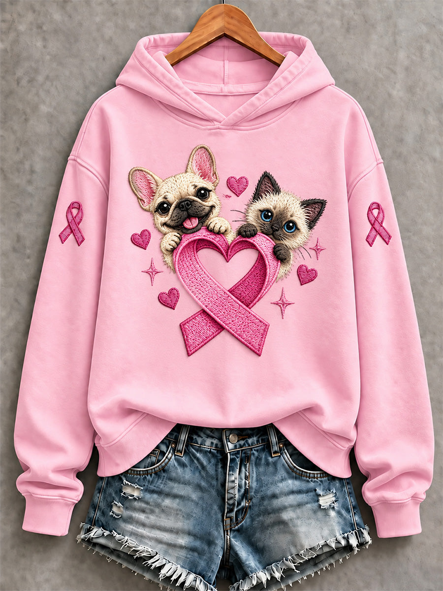 Sweat-shirt imprimé de soutien à la sensibilisation au cancer du sein chez les femmes