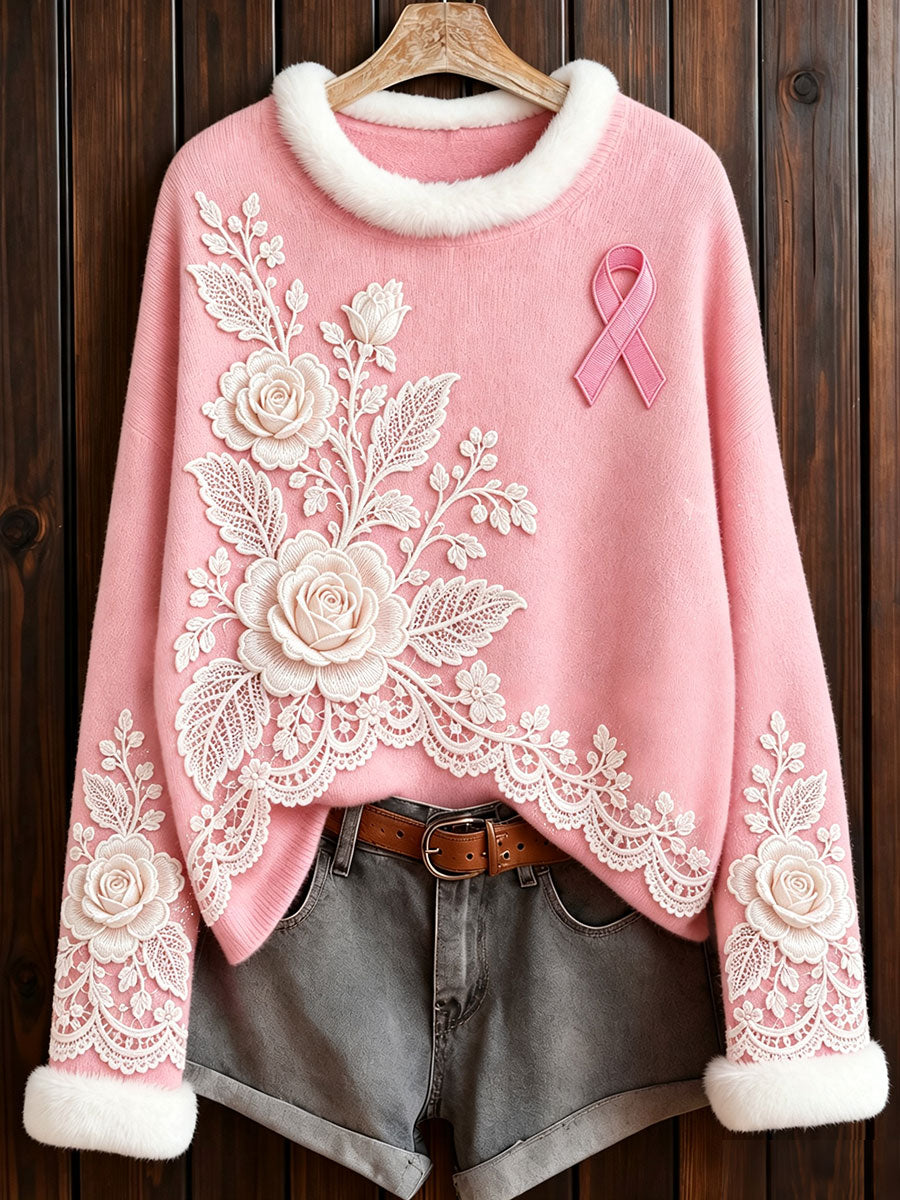 Hauts imprimés de roses pour la sensibilisation au cancer du sein chez les femmes