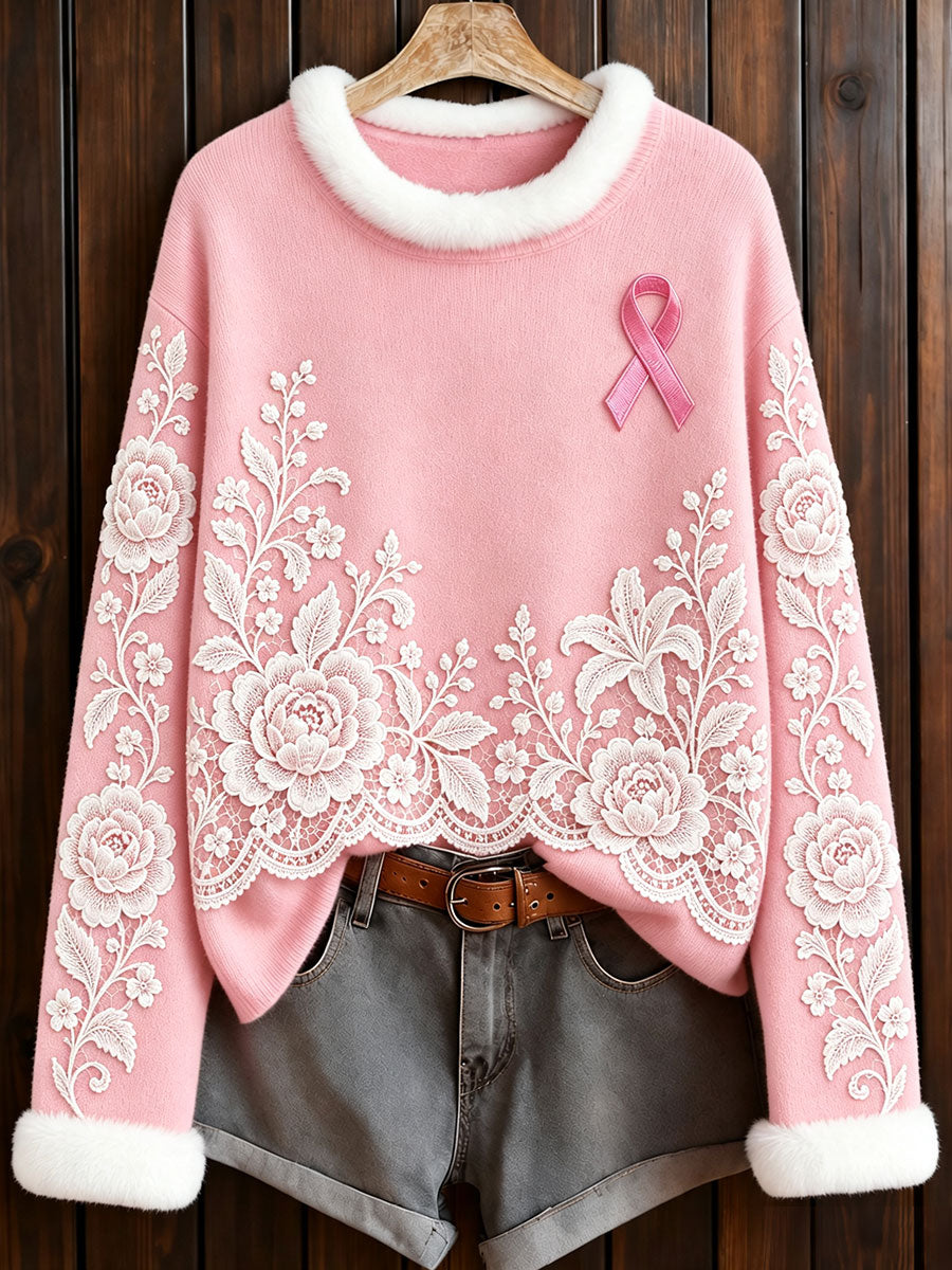 Hauts imprimés de roses pour la sensibilisation au cancer du sein chez les femmes