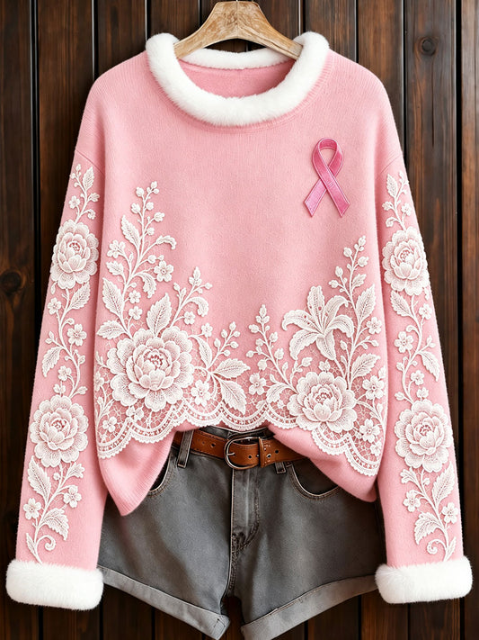 Hauts imprimés de roses pour la sensibilisation au cancer du sein chez les femmes