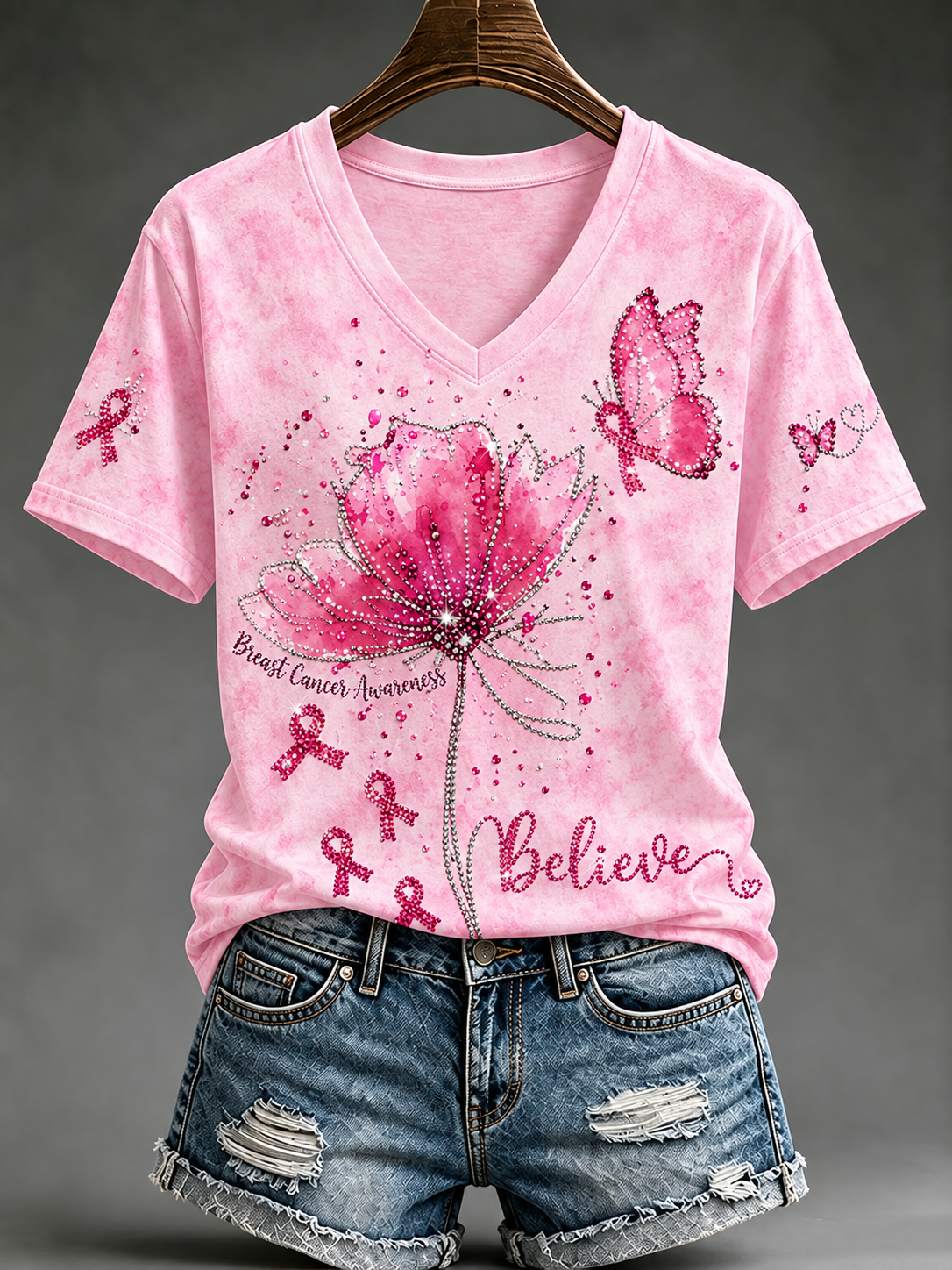 T-shirt à manches courtes pour le cancer du sein chez la femme