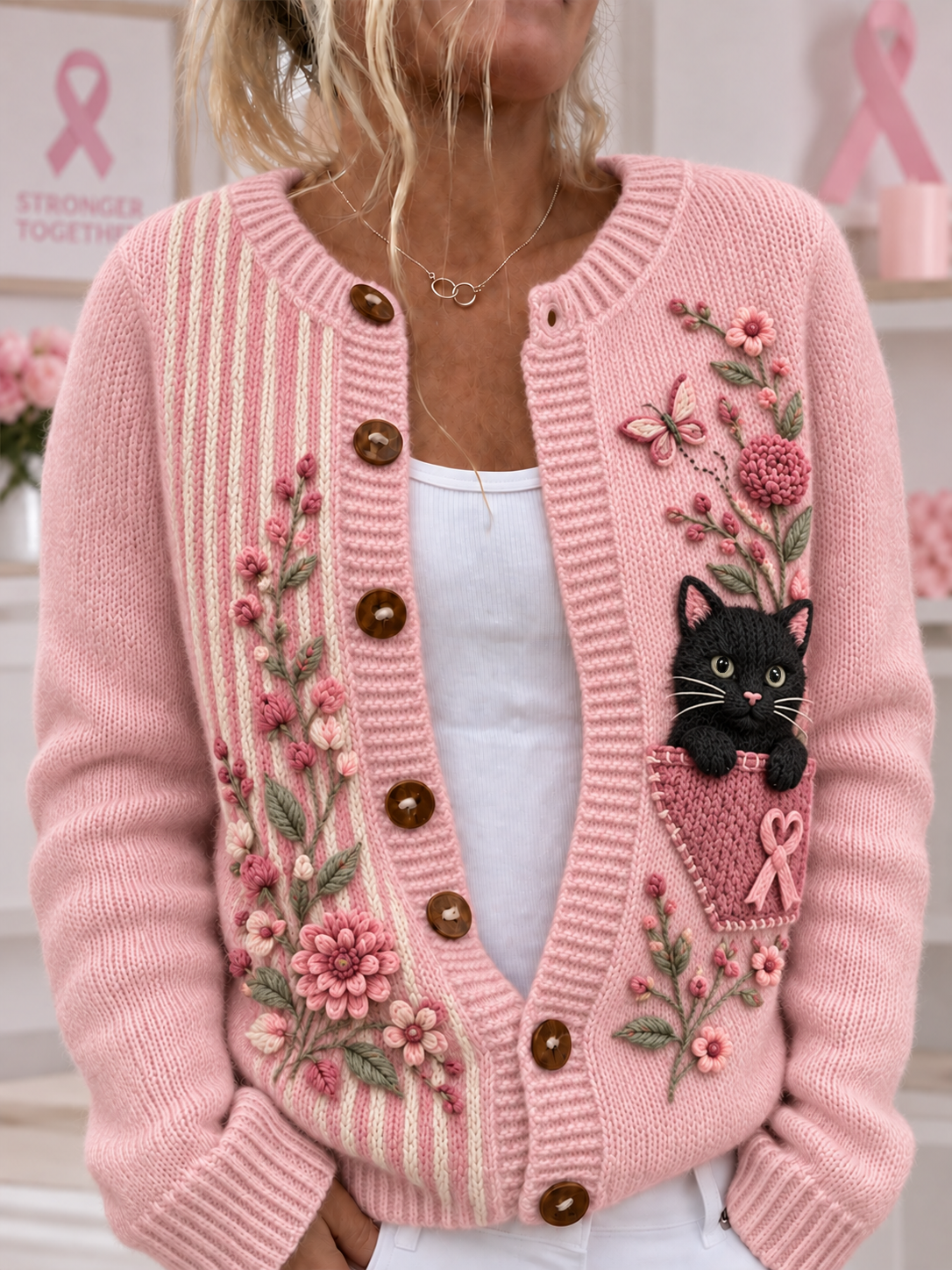 Cardigan contre le cancer du sein pour femmes