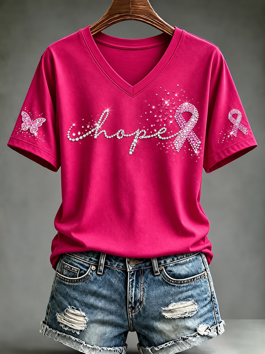 T-shirt à manches courtes pour le cancer du sein chez la femme
