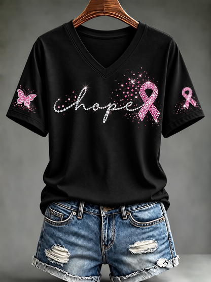 T-shirt à manches courtes pour le cancer du sein chez la femme