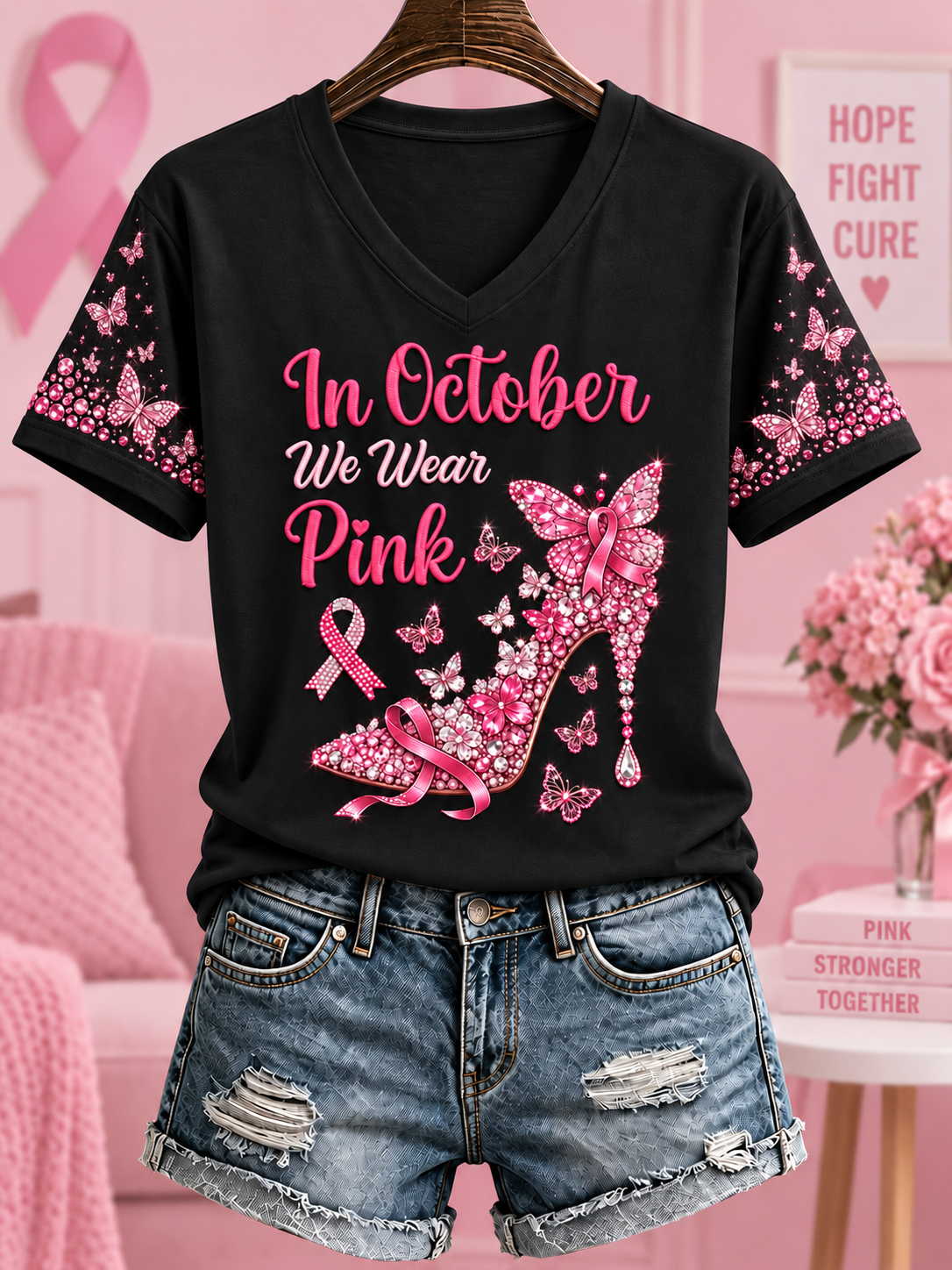 T-shirt à manches courtes pour le cancer du sein chez la femme