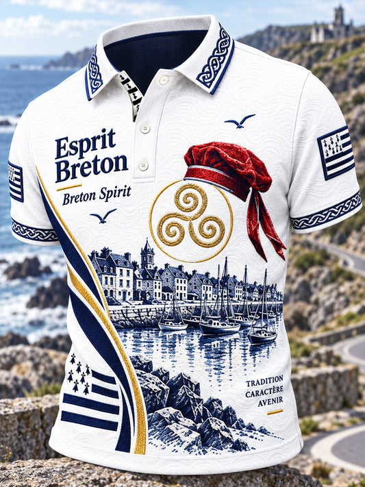 Polo décontracté Homme Bretagne Française Sailor-Cap Print