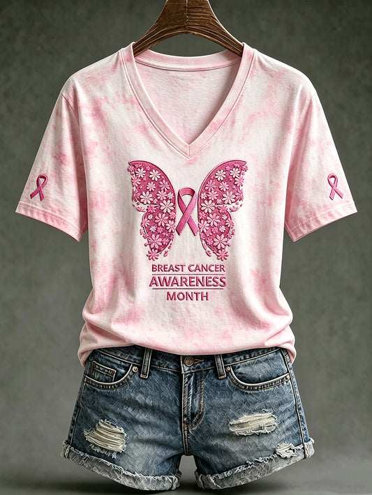 T-shirt décontracté à manches courtes pour femme, motif imprimé sur le thème de la santé publique et des maladies