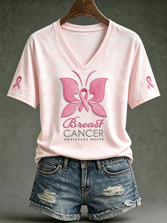 T-shirt décontracté à manches courtes pour femme, motif imprimé sur le thème de la santé publique et des maladies