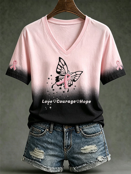 T-shirt décontracté à manches courtes pour femme, motif imprimé sur le thème de la santé publique et des maladies