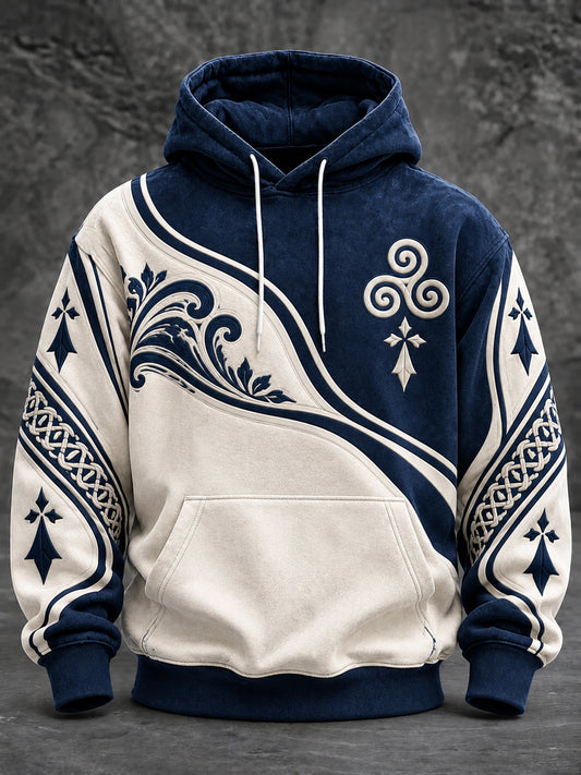 Sweat à capuche oversize à épaules tombantes avec poches pour homme, style Bretagne, France