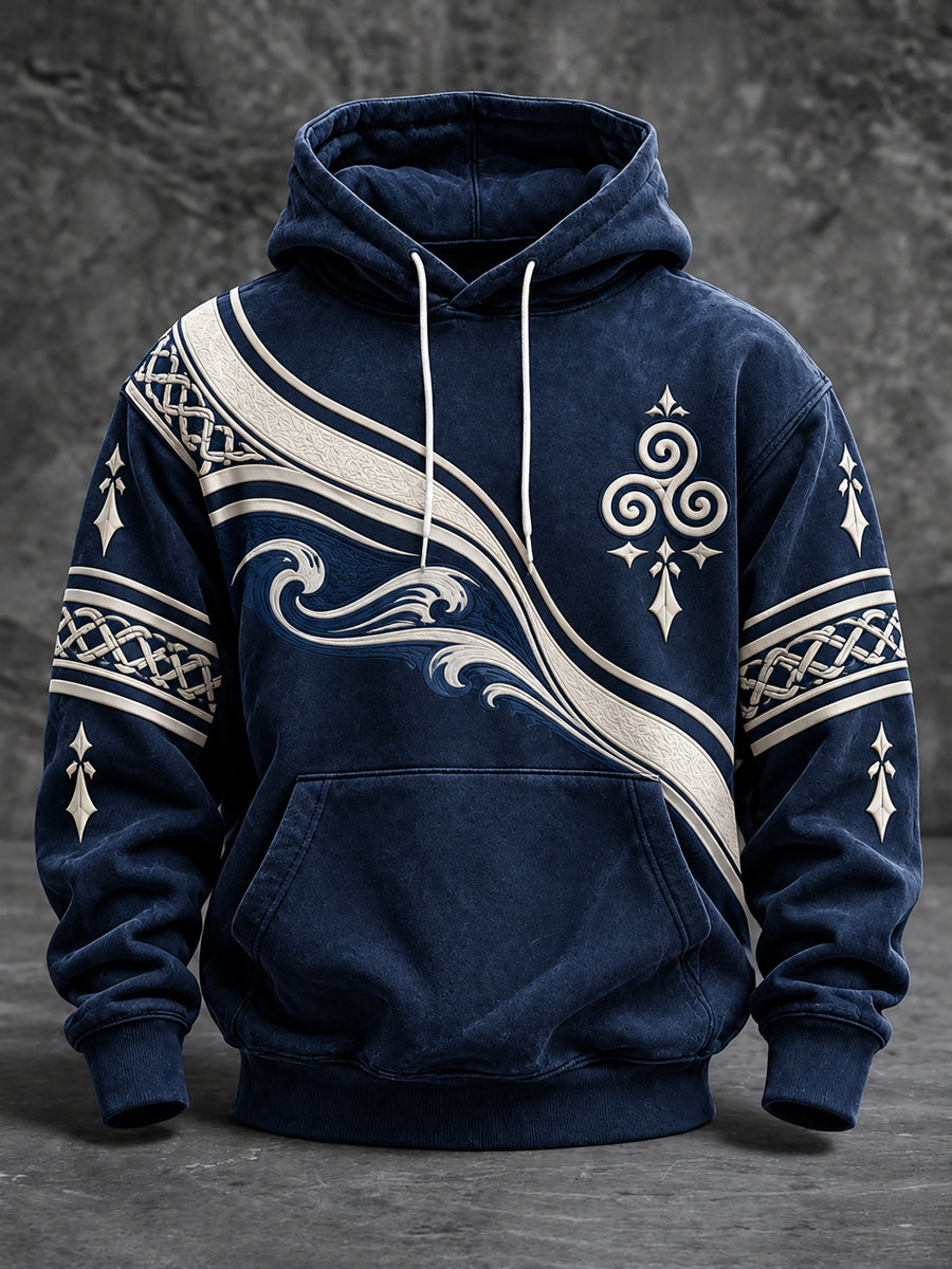 Sweat à capuche oversize à épaules tombantes avec poches pour homme, style Bretagne, France