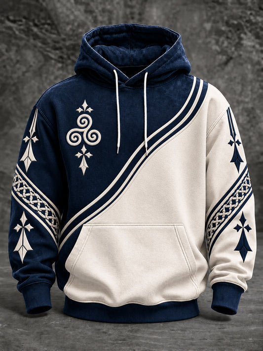 Sweat à capuche oversize à épaules tombantes avec poches pour homme, style Bretagne, France
