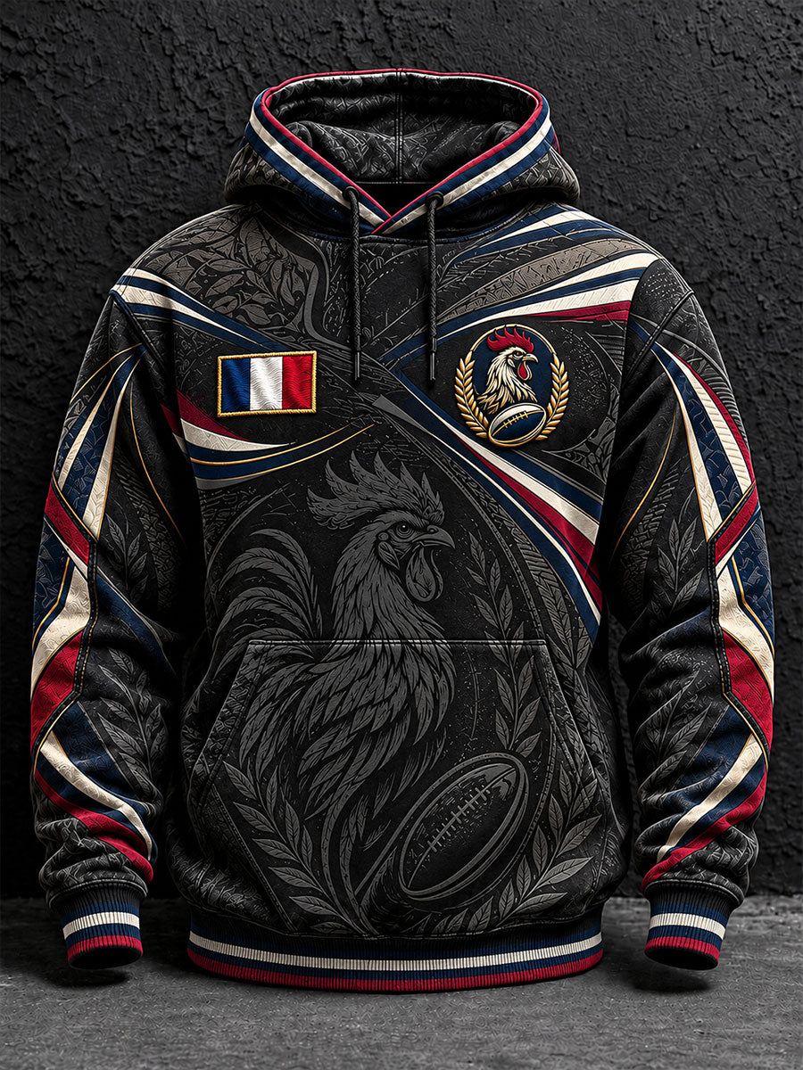 Sweat à capuche surdimensionné France Rugby Imprimé Homme