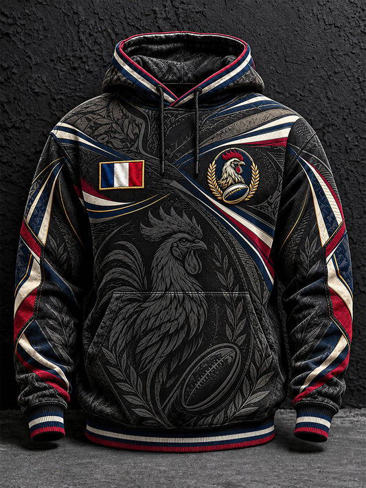 Sweat à capuche surdimensionné France Rugby Imprimé Homme