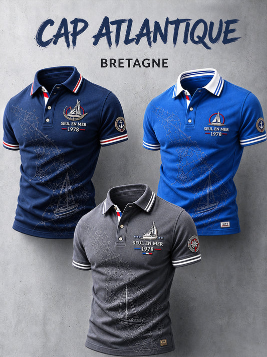 Homme Route du Rhum Français Course de voile Brittany-Print Casual Business Polo